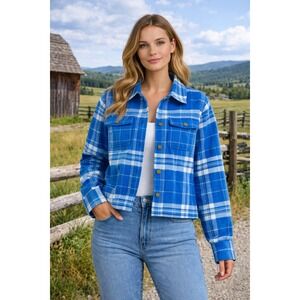 LL Bean Signature Women's Blue And White Plaid Flannel Size XS